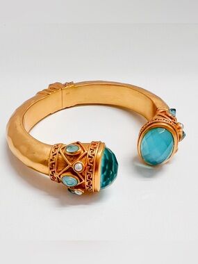 Julie Vos Savannah Hinge Cuff Bahamian Blue